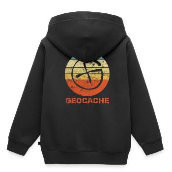 Geocaching Geocacher Geocache GPS Gift Vintage - Sweat Premium à capuche enfant bio - noir - Dos - AI Model Kid Male (0cm)