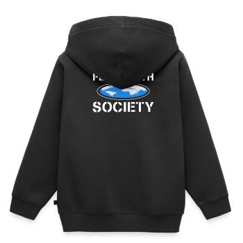 Flat Earth Society - Kinder Premium Organic Hoodie - Schwarz - Hinten - AI Model Kid Male (0cm)