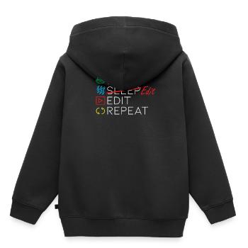 Citation d'un éditeur vidéo - Sweat Premium à capuche enfant bio - noir - Dos - AI Model Kid Male (0cm)