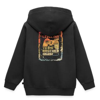 Vintage leveling up Big Brother Big Brother - Kids Premium Organic Hoodie - black - Back - AI Model Kid Male (0cm)