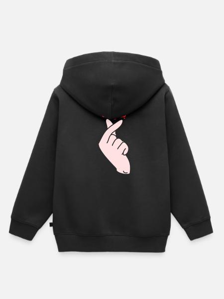 Finger Heart Saranghae Korean Pop Music K-pop - Kids Premium Organic Hoodie - black