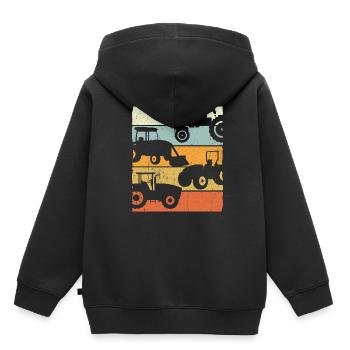 Vintage Traktor Retro Traktor Farmer Geschenk - Kinder Premium Organic Hoodie - Schwarz - Hinten - AI Model Kid Male (0cm)