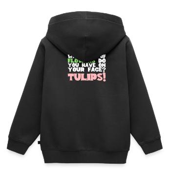 Quel genre de fleurs avez-vous sur votre visage - Sweat Premium à capuche enfant bio - noir - Dos - AI Model Kid Male (0cm)