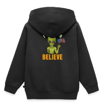 Je veux croire le cadeau de geek extraterrestre martien - Sweat Premium à capuche enfant bio - noir - Dos - AI Model Kid Male (0cm)