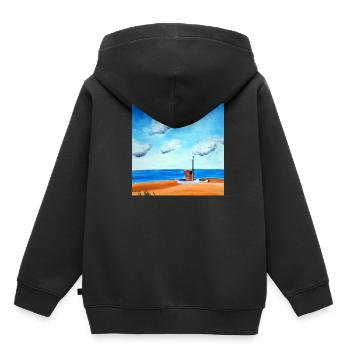 Boot am Meer - Kinder Premium Organic Hoodie - Schwarz - Hinten - AI Model Kid Male (0cm)