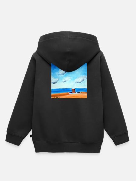 Boot am Meer - Kinder Premium Organic Hoodie - Schwarz