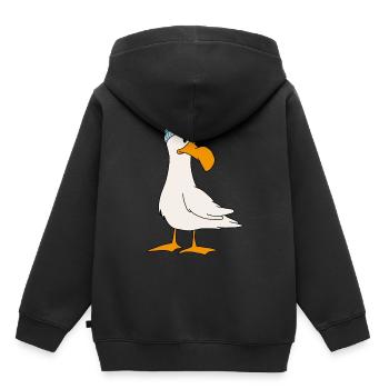 Möwe - Kinder Premium Organic Hoodie - Schwarz - Hinten - AI Model Kid Male (0cm)
