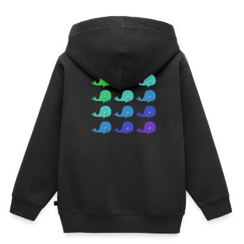 Whales pattern - Kids Premium Organic Hoodie - black - Back - AI Model Kid Male (0cm)