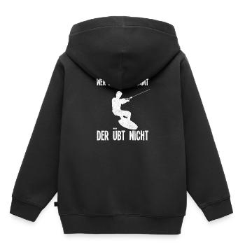 Wer Nicht Schwimmt Der Übt Nicht Wakeboard - Kinder Premium Organic Hoodie - Schwarz - Hinten - AI Model Kid Male (0cm)