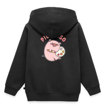Cochon d’artiste d’artistes visuels - Sweat Premium à capuche enfant bio - noir - Dos - AI Model Kid Male (0cm)