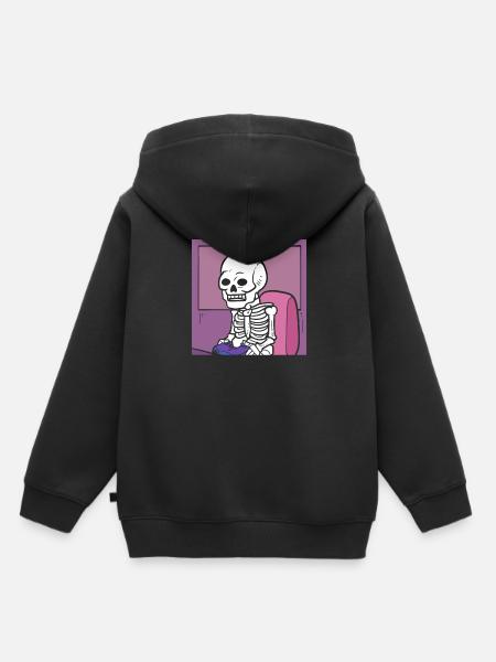 Gamer Skelett - Kinder Premium Organic Hoodie - Schwarz