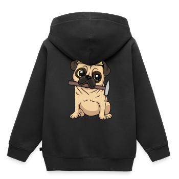 Baustelle Tiefbau Mops Handwerker bauen Hammer Job - Kinder Premium Organic Hoodie - Schwarz - Hinten - AI Model Kid Male (0cm)