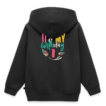 C'est mon anniversaire 1 an fête d'anniversaire - Sweat Premium à capuche enfant bio - noir - Dos - AI Model Kid Male (0cm)