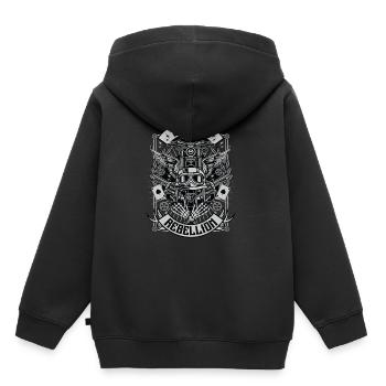 Rue rébellion Motard Rocker Outlaw - Sweat Premium à capuche enfant bio - noir - Dos - AI Model Kid Male (0cm)