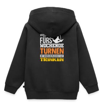 Gymnastics Turnen - Kinder Premium Organic Hoodie - Schwarz - Hinten - AI Model Kid Male (0cm)