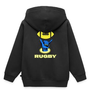 rugby joueur de rugby club de rugby - Sweat Premium à capuche enfant bio - noir - Dos - AI Model Kid Male (0cm)
