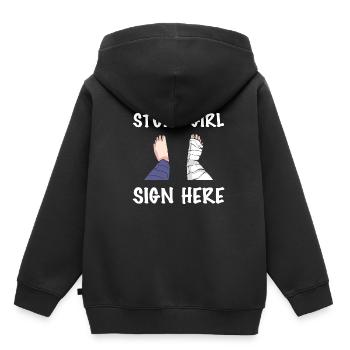 Gebrochenes Bein - Kinder Premium Organic Hoodie - Schwarz - Hinten - AI Model Kid Male (0cm)