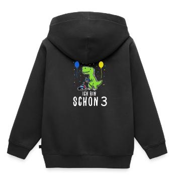 Ich bin schon 3 Dino - Kinder Premium Organic Hoodie - Schwarz - Hinten - AI Model Kid Male (0cm)