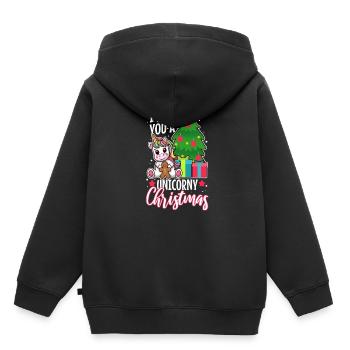 Je vous souhaite un Noël de Licorne - Sweat Premium à capuche enfant bio - noir - Dos - AI Model Kid Male (0cm)