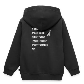 Ein deutscher Schaeferhund - Kinder Premium Organic Hoodie - Schwarz - Hinten - AI Model Kid Male (0cm)
