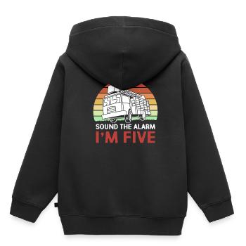 Feuerwehrauto Kindergeburtstag - Kinder Premium Organic Hoodie - Schwarz - Hinten - AI Model Kid Male (0cm)