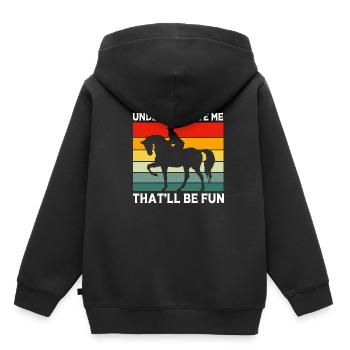 Dressur Dressurpferd Dressurreiter - Kinder Premium Organic Hoodie - Schwarz - Hinten - AI Model Kid Male (0cm)