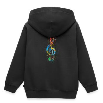 Treble Clef Paint Splatter Art Colorful & Vibrant - Kids Premium Organic Hoodie - black - Back - AI Model Kid Male (0cm)