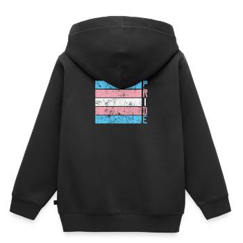 Gay Pride LGBT Transgender Distressed Stripe - Sweat Premium à capuche enfant bio - noir - Dos - AI Model Kid Male (0cm)