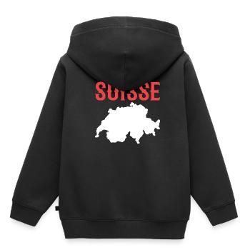 Suisse Suisse Suisse Allemande - Sweat Premium à capuche enfant bio - noir - Dos - AI Model Kid Male (0cm)