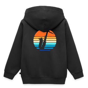 Saxophoniste saxophoniste - Sweat Premium à capuche enfant bio - noir - Dos - AI Model Kid Male (0cm)