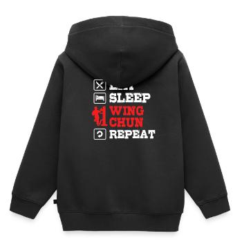 Wing Chun - Sweat Premium à capuche enfant bio - noir - Dos - AI Model Kid Male (0cm)