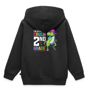 2. Klasse - Kinder Premium Organic Hoodie - Schwarz - Hinten - AI Model Kid Male (0cm)