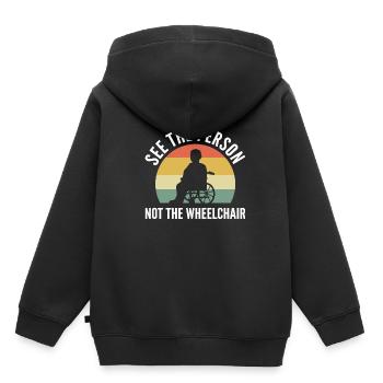 Rollstuhl - Kinder Premium Organic Hoodie - Schwarz - Hinten - AI Model Kid Male (0cm)