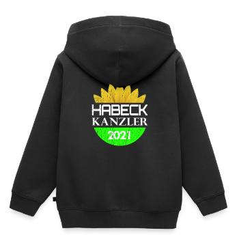 Habeck Kanzler Wahl 2021 Blume Bündnis 90 Grüne - Kinder Premium Organic Hoodie - Schwarz - Hinten - AI Model Kid Male (0cm)