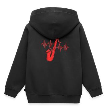 Saxophoniste saxophoniste - Sweat Premium à capuche enfant bio - noir - Dos - AI Model Kid Male (0cm)
