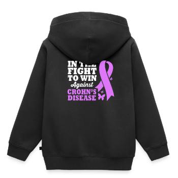Maladie de Crohn - Sweat Premium à capuche enfant bio - noir - Dos - AI Model Kid Male (0cm)