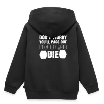 Fitnesstrainer - Kinder Premium Organic Hoodie - Schwarz - Hinten - AI Model Kid Male (0cm)