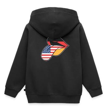 Amerikanisch Deutsch - Kinder Premium Organic Hoodie - Schwarz - Hinten - AI Model Kid Male (0cm)