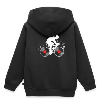 Vinyle - Sweat Premium à capuche enfant bio - noir - Dos - AI Model Kid Male (0cm)