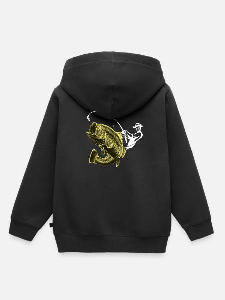 Angeln Angler Fisch - Kinder Premium Organic Hoodie - Schwarz