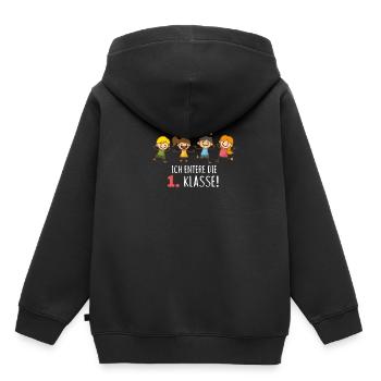 I enter the first grade - school enrollment, first school - Kids Premium Organic Hoodie - black - Back - AI Model Kid Male (0cm)