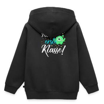 I am first grade - school enrollment, first grader - Kids Premium Organic Hoodie - black - Back - AI Model Kid Male (0cm)
