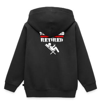 La légende a pris sa retraite - retraité, retraité, retraite - Sweat Premium à capuche enfant bio - noir - Dos - AI Model Kid Male (0cm)