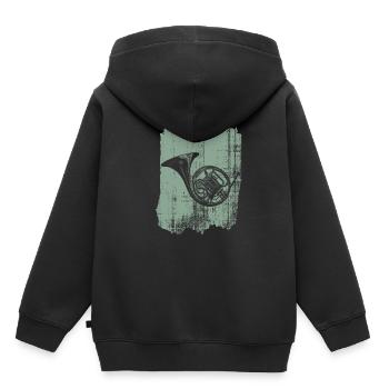 instrument corne - Sweat Premium à capuche enfant bio - noir - Dos - AI Model Kid Male (0cm)