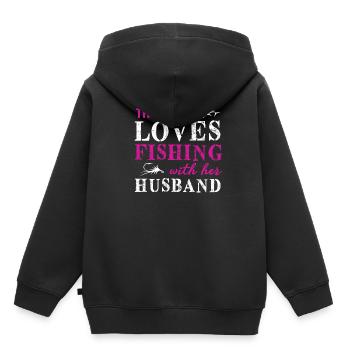 Maedchen Frau angeln anglerin - Kinder Premium Organic Hoodie - Schwarz - Hinten - AI Model Kid Male (0cm)