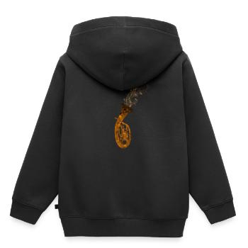 Musicien de cor ténor - Sweat Premium à capuche enfant bio - noir - Dos - AI Model Kid Male (0cm)
