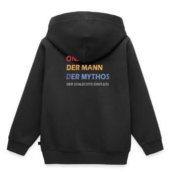Onkel Mann Mythos - Kinder Premium Organic Hoodie - Schwarz - Hinten - AI Model Kid Male (0cm)