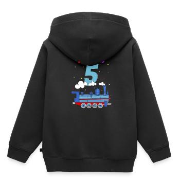 Lokomotive Kinder Dampflok ICH BIN 5 Geburtstags G - Kinder Premium Organic Hoodie - Schwarz - Hinten - AI Model Kid Male (0cm)