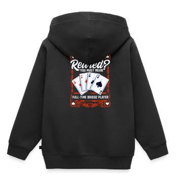 Vollzeit bridge spieler Im Ruhestand Bridge Karten - Kinder Premium Organic Hoodie - Schwarz - Hinten - AI Model Kid Male (0cm)