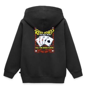 Vollzeit bridge spieler Im Ruhestand Bridge Karten - Kinder Premium Organic Hoodie - Schwarz - Hinten - AI Model Kid Male (0cm)